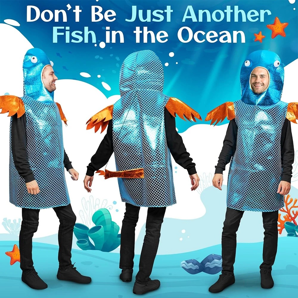 Shiny Blue Fish Costume Metall - Aquarium Fish Yellow review and price
