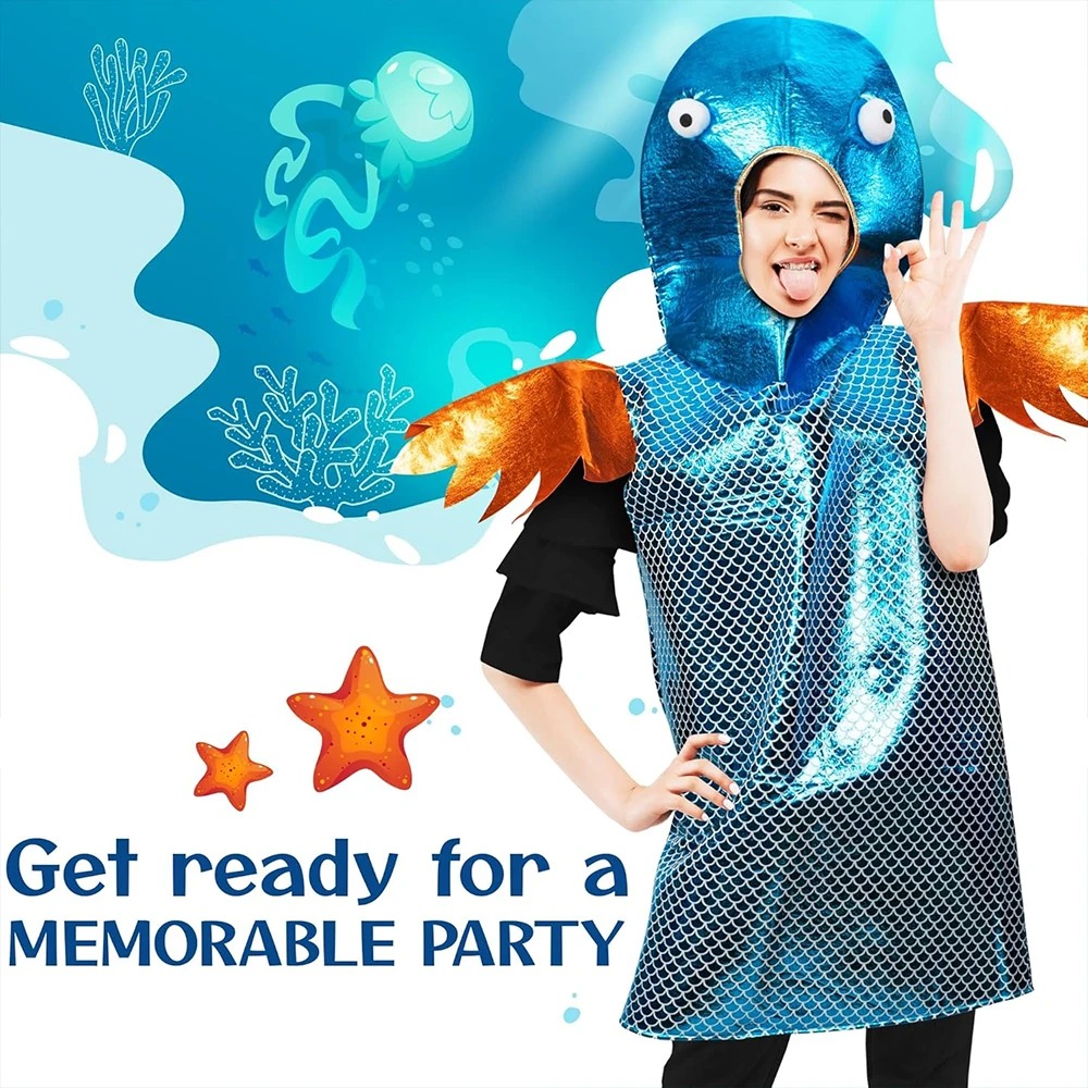 Shiny Blue Fish Costume Metall - Aquarium Fish Yellow review and price